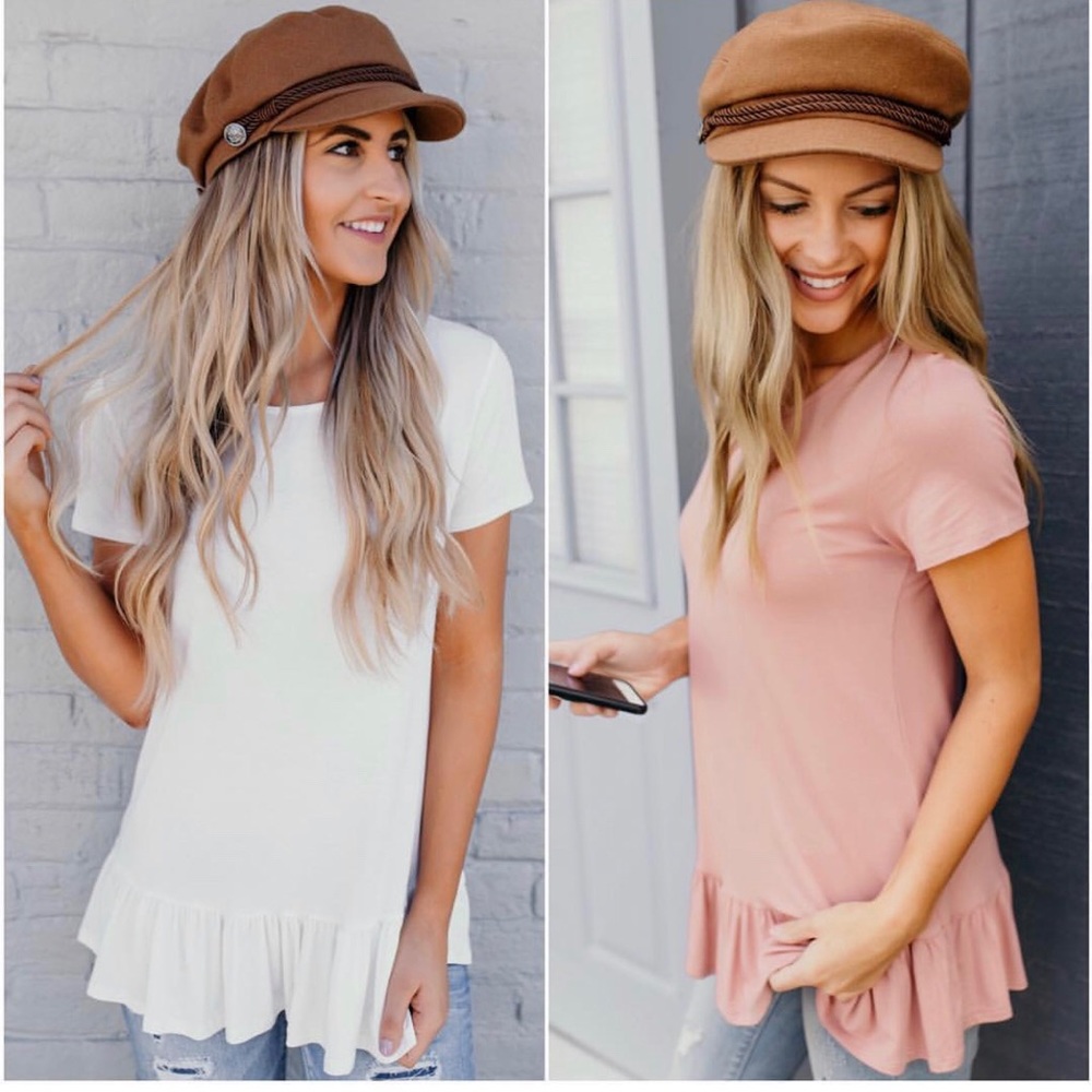 Dusty rose ruffle tee from Magnolia Boutique